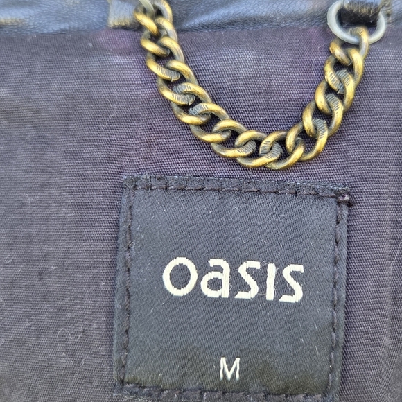 Oasis Black Leather Moto Jacket Size-M - Picture 9 of 12